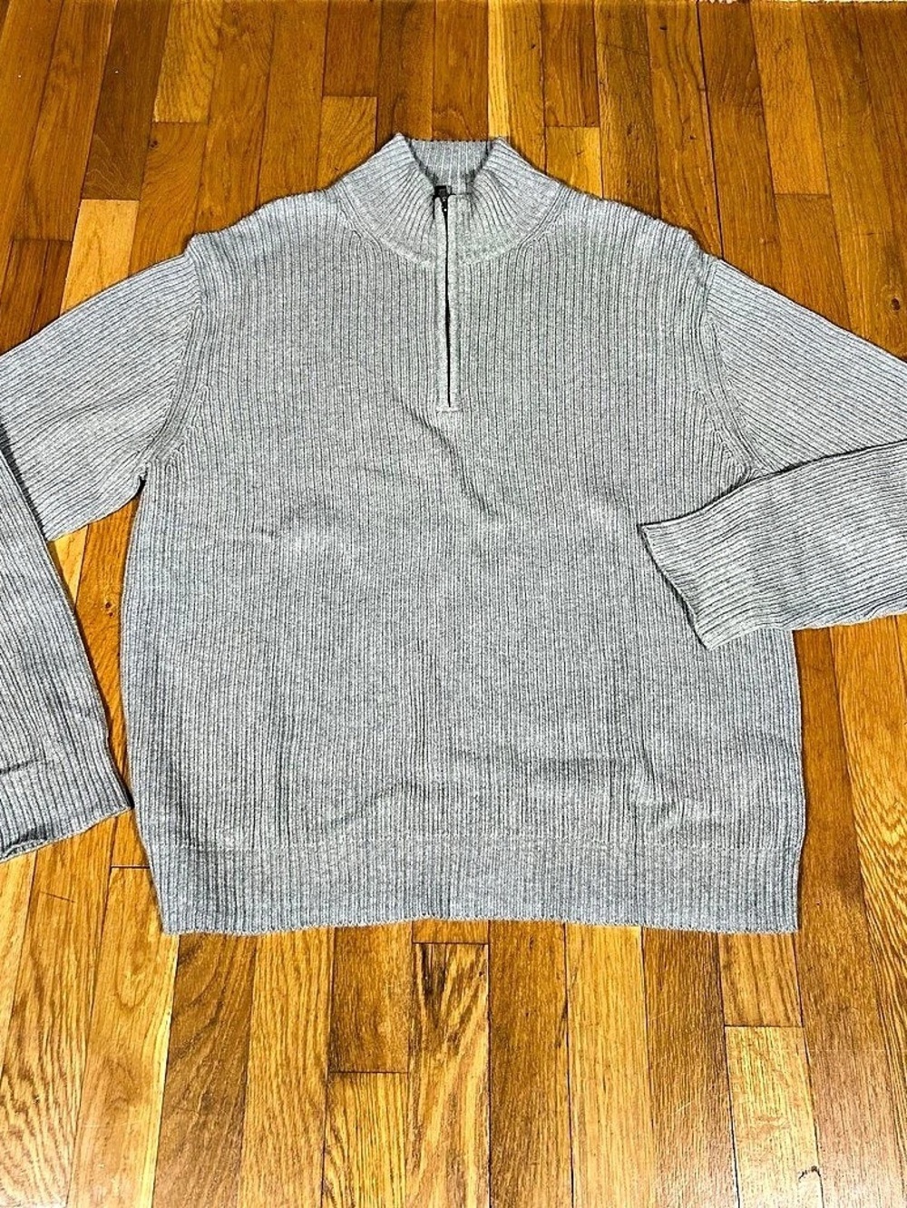 Calvin Klein Men's Ribbed Knit Quarter Zip Sweater Gray XL
